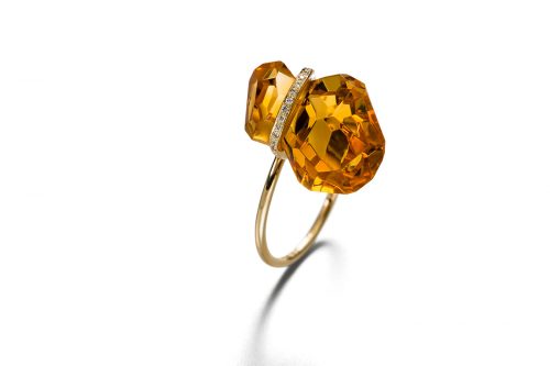 Ring | Gelbgold 585, Citrin, Brillanten