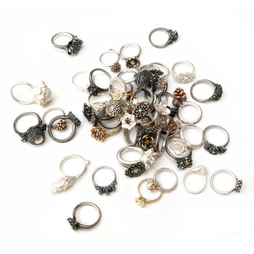 Ringe | 925er Silber, geschwärzt, weißgesiedet, patiniert | 750er Gold, verschiedene Schmucksteine